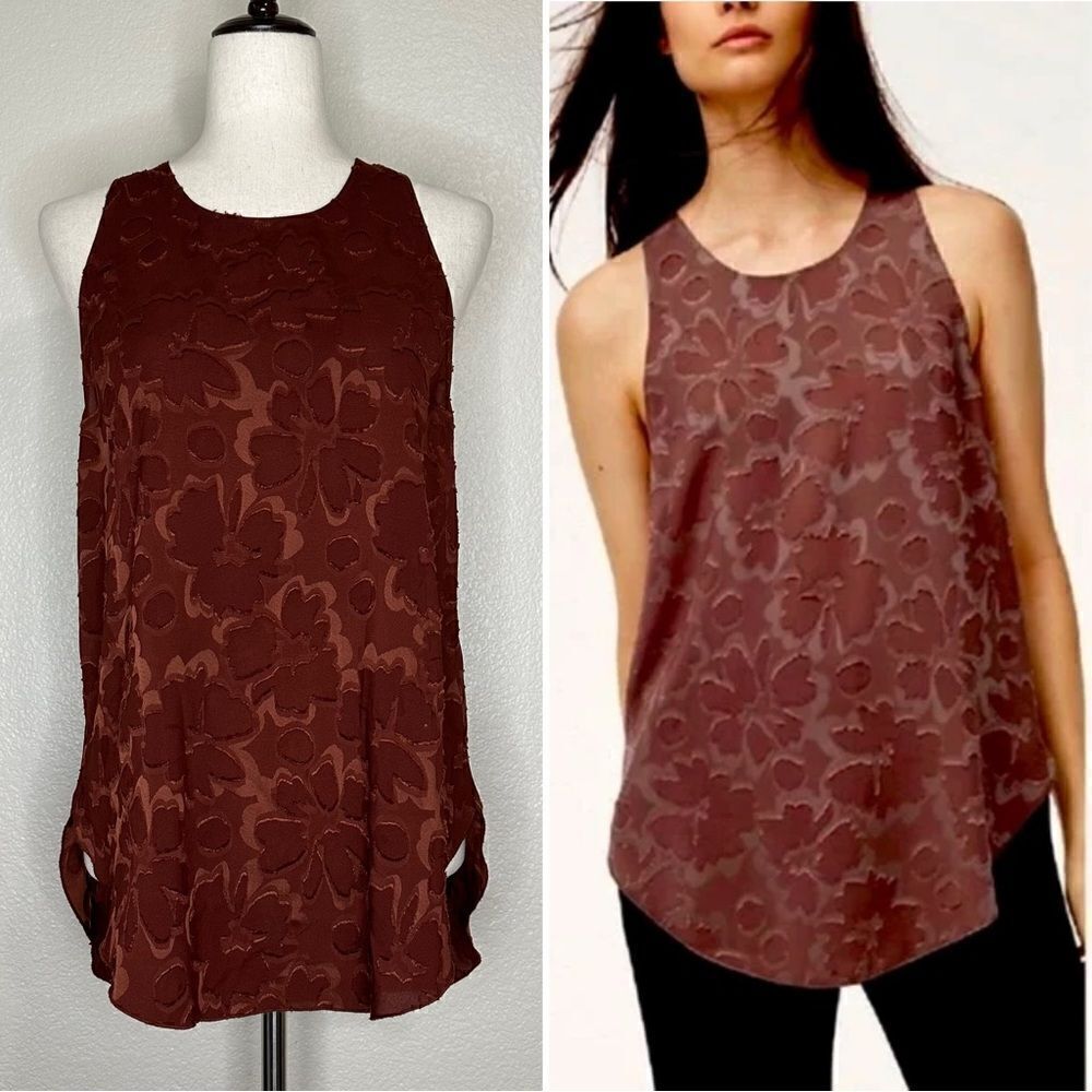 Aritzia Wilfred Silk Blend Rusty Red Sevres Blouse Top